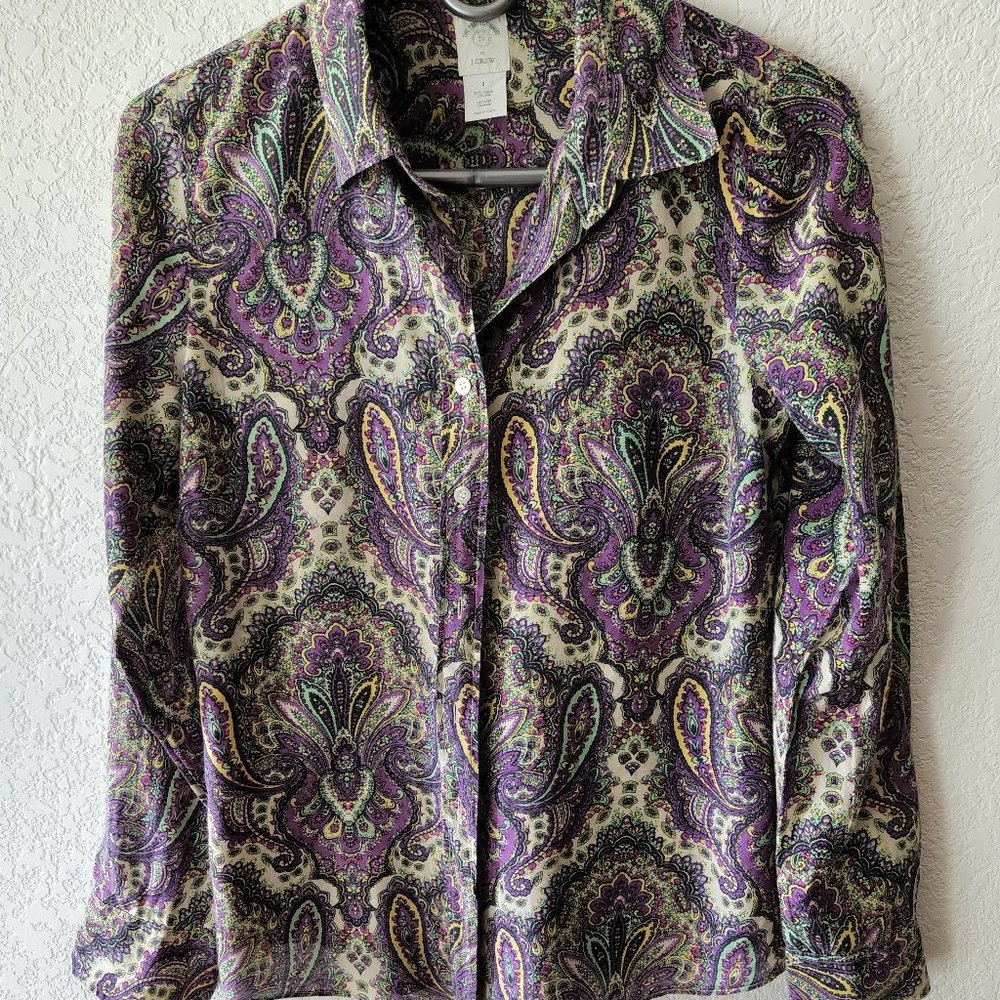 J Crew Silk & Cotton Blouse Size 2